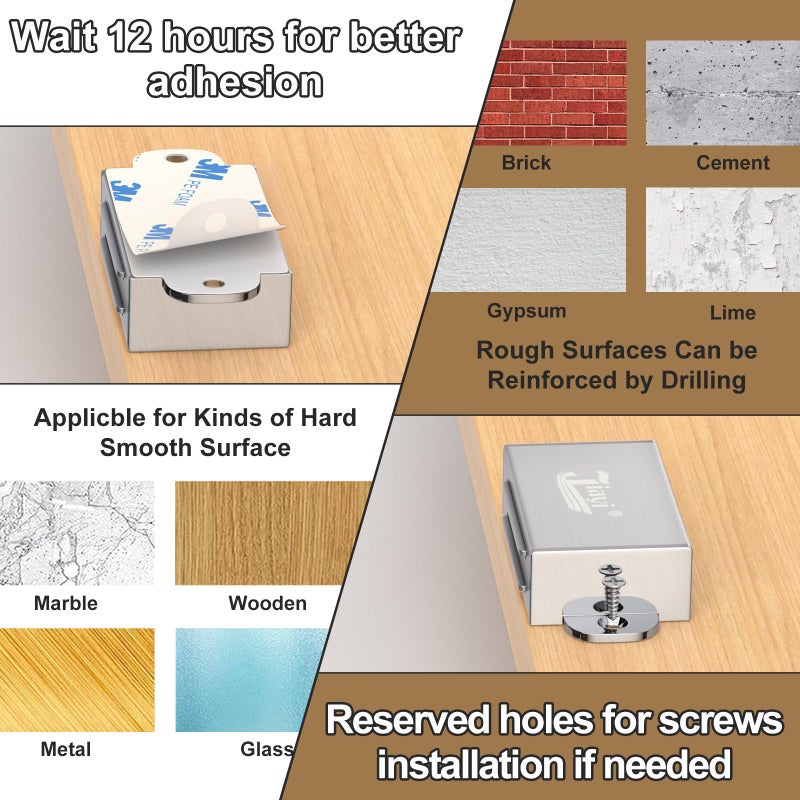Jiayi Cabinet Magnet Adhesive 8 Pack Magnetic Door Catches Silver Cabinet Door Magnet Latch Stainless Steel Door Magnetic Catch for Kitchen Magnetic Closure for Drawer Wardrobe Closet Door Closing - Image 4
